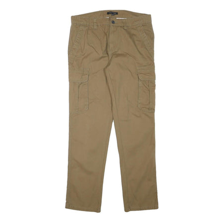 PEACOCKS Mens Slim Beige Cargo Trousers W32 L30 Cotton Blend Zip Pocket Casual