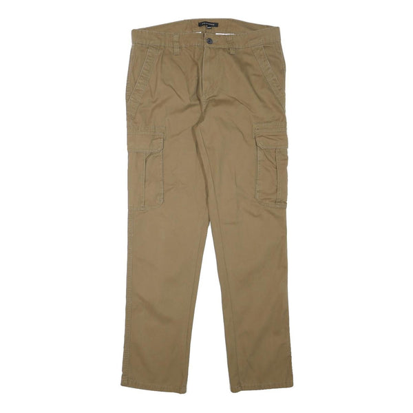 PEACOCKS Mens Slim Beige Cargo Trousers W32 L30 Cotton Blend Zip Pocket Casual