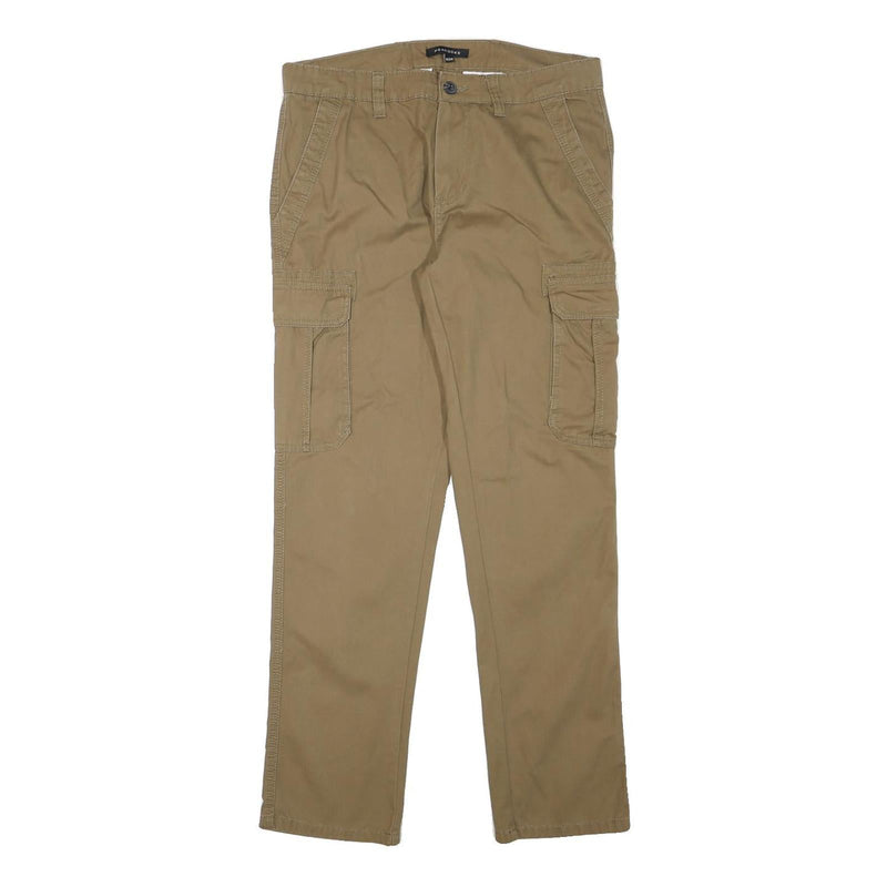 PEACOCKS Mens Slim Beige Cargo Trousers W32 L30 Cotton Blend Zip Pocket Casual