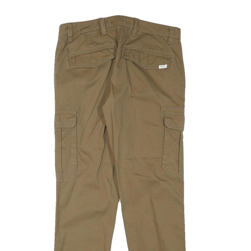 PEACOCKS Mens Slim Beige Cargo Trousers W32 L30 Cotton Blend Zip Pocket Casual