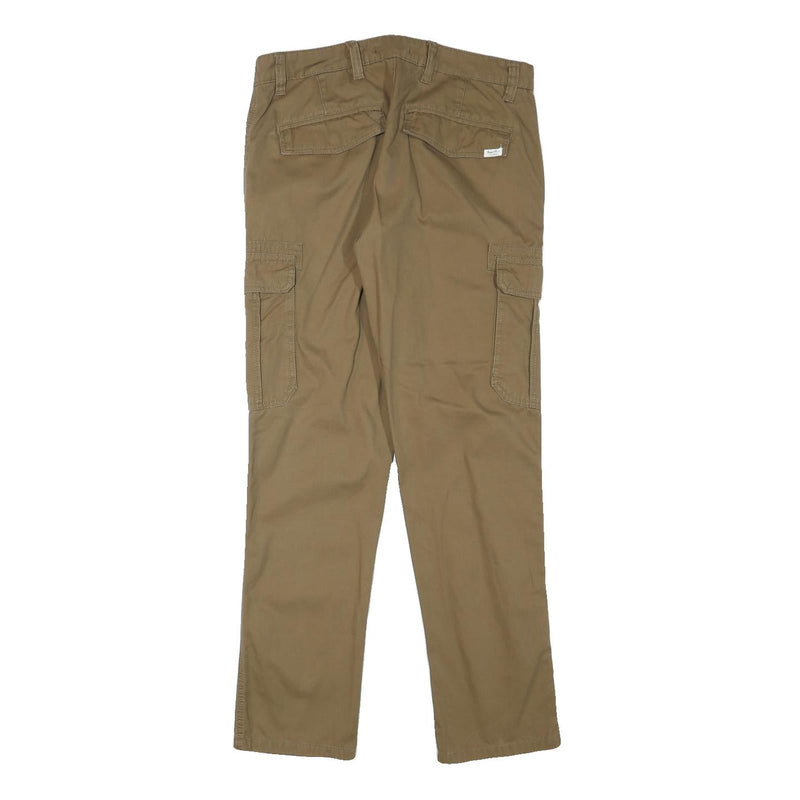 PEACOCKS Mens Slim Beige Cargo Trousers W32 L30 Cotton Blend Zip Pocket Casual