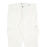 ZARA Mens Cotton Blend White Regular Cargo Trousers W36 L28 Zip Pockets
