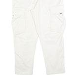 ZARA Mens Cotton Blend White Regular Cargo Trousers W36 L28 Zip Pockets