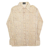 JON NORMAN Mens Beige Polyester Blend Patterned Shirt M Casual Lightweight