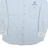 ALL SPORT Mens Light Blue Denim Shirt M Casual Cotton Blend Button Down