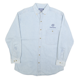 ALL SPORT Mens Light Blue Denim Shirt M Casual Cotton Blend Button Down