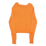 POLO RALPH LAUREN Girls Orange Plain Jumper Cotton Crew Neck Basic Knit L
