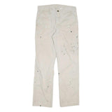 CARHARTT Mens Cotton Blend White Regular Straight Trousers W32 L31 Workwear