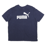 PUMA Mens Blue Logo Graphic T-Shirt L Short Sleeve Crew Neck Cotton Blend