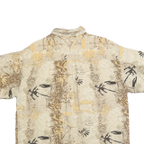 M.E SPORT Mens Beige Pattern Rayon Shirt L Tropical Casual Lightweight