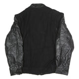 FIRST IMPRESSIONS Mens Black & Leather Sleeves Button Jacket XL Cotton Plain