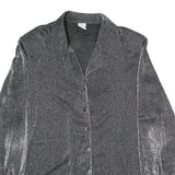 NATALIA Womens Silver Basic Shirt Long Sleeve Collared M Sparkle Evening