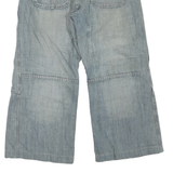 BOY & GIRL Mens Light Blue Regular Wide-Leg Denim Jeans W36 L26 Cotton Blend Zip