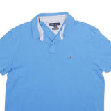 TOMMY HILFIGER Mens Blue Polo Shirt L Cotton Short Sleeve Classic Fit