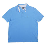 TOMMY HILFIGER Mens Blue Polo Shirt L Cotton Short Sleeve Classic Fit