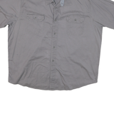 WRANGLER Mens Grey Cotton Blend Short Sleeve Shirt 2XL Casual Button Front