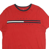 TOMMY HILFIGER Mens Red & Navy Blue Graphic T-Shirt M Short Sleeve Crew Neck