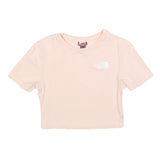 THE NORTH FACE Womens Pink Crop T-Shirt S Short Sleeve Crew Neck Logo Graphic