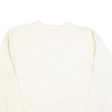 FUNCTIONALS Womens White Plain Jumper Crew Neck Basic Knit M Acrylic Warm