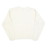 FUNCTIONALS Womens White Plain Jumper Crew Neck Basic Knit M Acrylic Warm