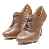 SAN MARINA Womens Brown Leather Lace-Up High Heels UK 5 Stylish Workwear