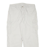 DICKIES Mens Cotton Blend White Relaxed Cargo Trousers W35 L29 Workwear Zip