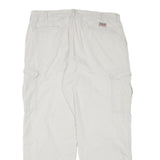 DICKIES Mens Cotton Blend White Relaxed Cargo Trousers W35 L29 Workwear Zip