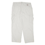 DICKIES Mens Cotton Blend White Relaxed Cargo Trousers W35 L29 Workwear Zip