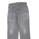 CARHARTT Mens Jeans Grey Regular Straight Denim W30 L30 Workwear Cotton Blend
