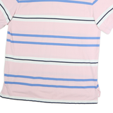 TOMMY HILFIGER Mens Pink Blue & White Striped Short Sleeve Polo Shirt 2XL Cotton