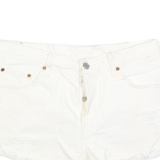 LEVI'S Womens White Denim Cut-Off Shorts M W32 Casual Cotton Button Fly Frayed