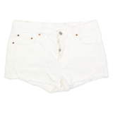 LEVI'S Womens White Denim Cut-Off Shorts M W32 Casual Cotton Button Fly Frayed