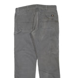 DICKIES Mens Cotton Blend Grey Regular Straight Trousers W36 L30 Workwear Zip