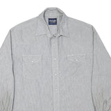 WRANGLER Mens Grey & White Cotton Blend Western Shirt XL Button Long Sleeve