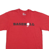 NIKE Mens Red Baseball Graphic T-Shirt L Short Sleeve Crew Neck Cotton Blend