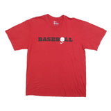 NIKE Mens Red Baseball Graphic T-Shirt L Short Sleeve Crew Neck Cotton Blend