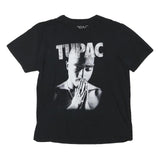 2PAC Mens Black Graphic T-Shirt L Short Sleeve Crew Neck Classic Cotton Blend