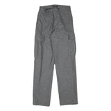 ROOTS Mens Wool Grey Regular Cargo Trousers W26 L30 Stylish Zip Closure