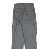 ROOTS Mens Wool Grey Regular Cargo Trousers W26 L30 Stylish Zip Closure
