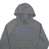 CHAMPION Mens Grey Hoodie L Cotton Blend Classic Logo Pullover Sweatshirt