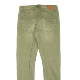 Mens Slim Fit Green Cotton Blend Slim Jeans W27 L26 Casual Zip Closure