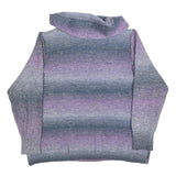 CLEO Womens Purple & Grey Patterned Jumper Roll Neck Cable Knit XL Cotton Blend