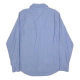 TOMMY HILFIGER Mens Blue Cotton Blend Shirt L Classic Fit Button-Up Stylish