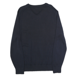 NAUTICA Mens Navy Plain V Neck Basic Knit Jumper M Cotton Blend Casual