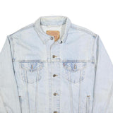 LEVI'S Mens Blue Cotton Denim Jacket M Button Plain Classic Casual Outerwear