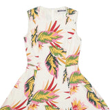 TOMMY HILFIGER Womens White Floral Sleeveless Fit & Flare Polyester Dress S