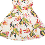 TOMMY HILFIGER Womens White Floral Sleeveless Fit & Flare Polyester Dress S