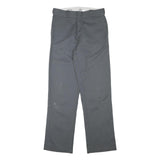DICKIES Mens Cotton Blend Grey Regular Straight Trousers W29 L31 Workwear Zip