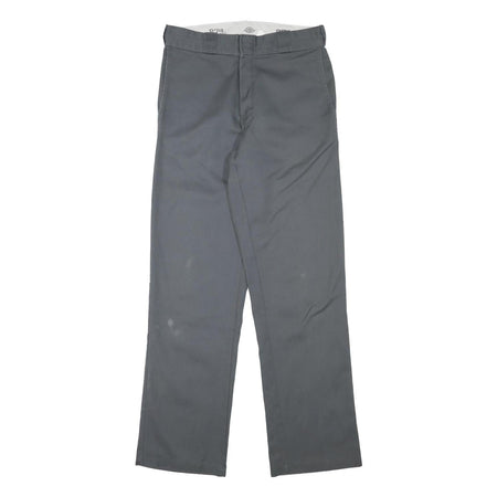 DICKIES Mens Cotton Blend Grey Regular Straight Trousers W29 L31 Workwear Zip