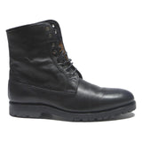 Mens Black Leather Lace-Up Combat Boots UK 6.5 Classic Durable Stylish Footwear